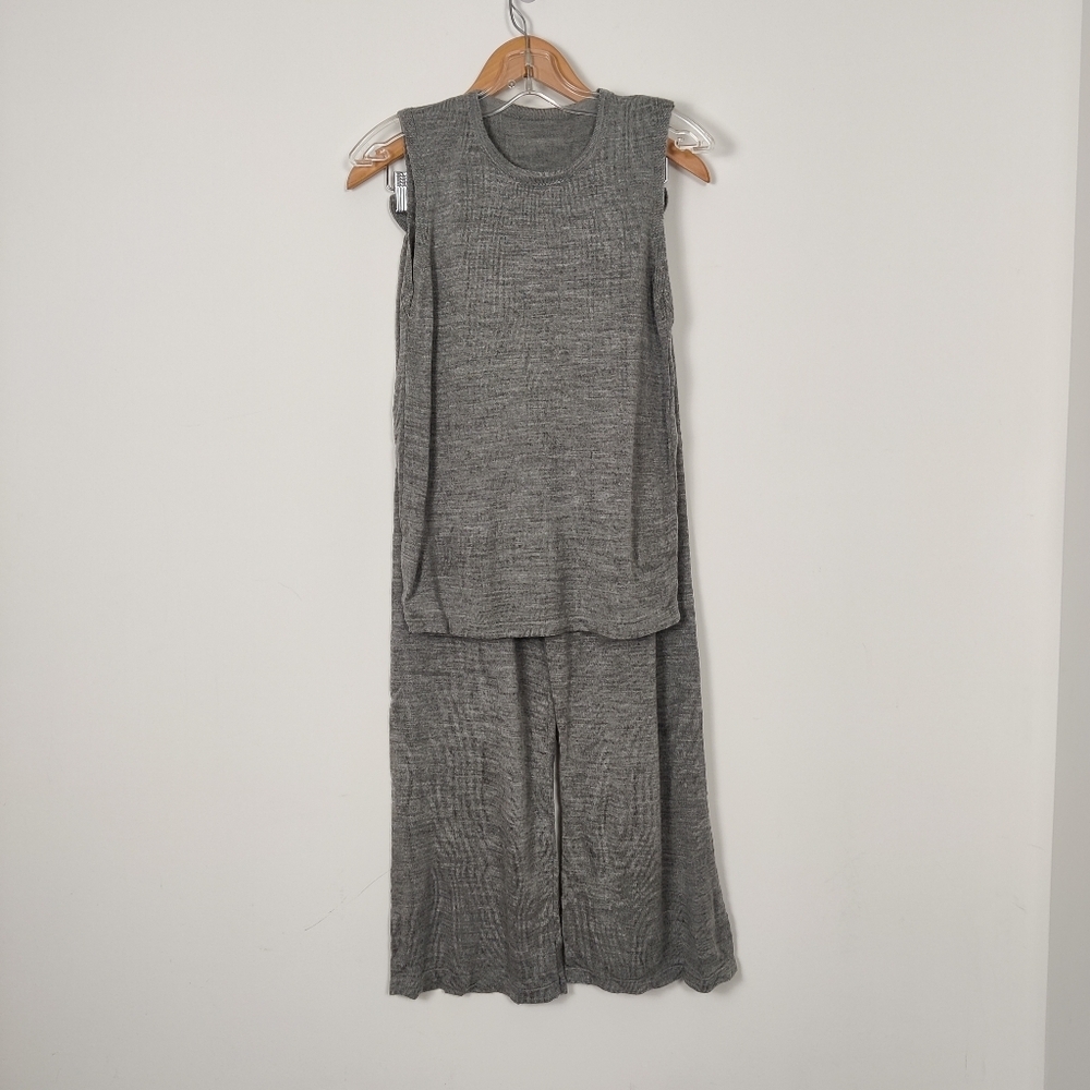 Women's Knit Tank Top & Palazzo Pants in Gray Size 6 Bohemian Comfy Cozy